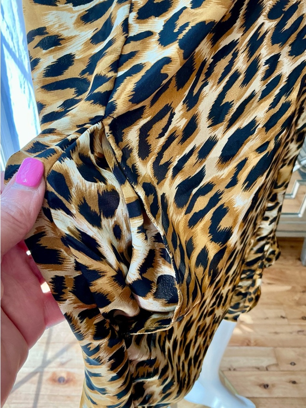 Formentera Wildlife Print 100% Silk Lingerie Shirt Dress Loungewear Cruise SZ 4 - Picture 5 of 8